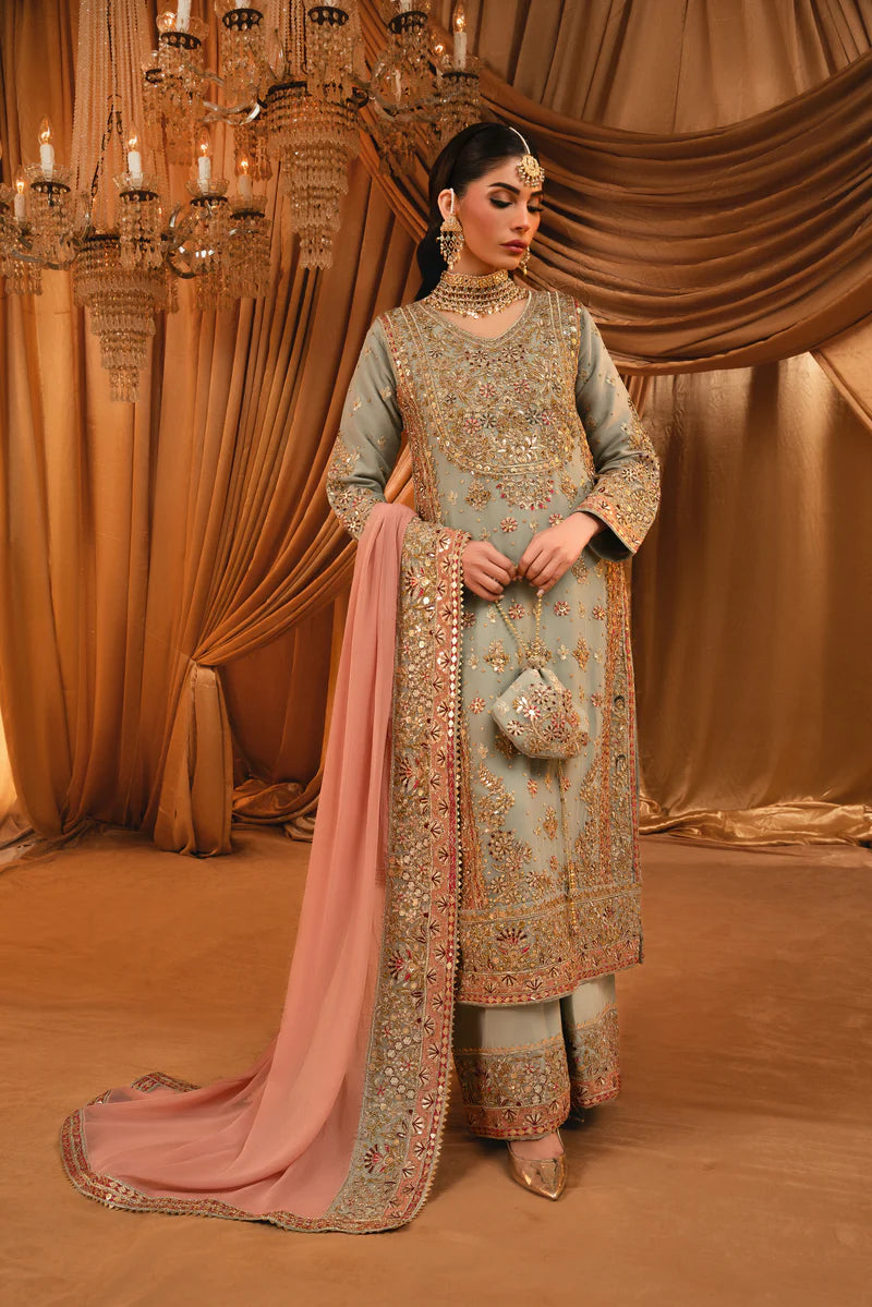 Green Embroidered Chiffon Formal Dress LF-030