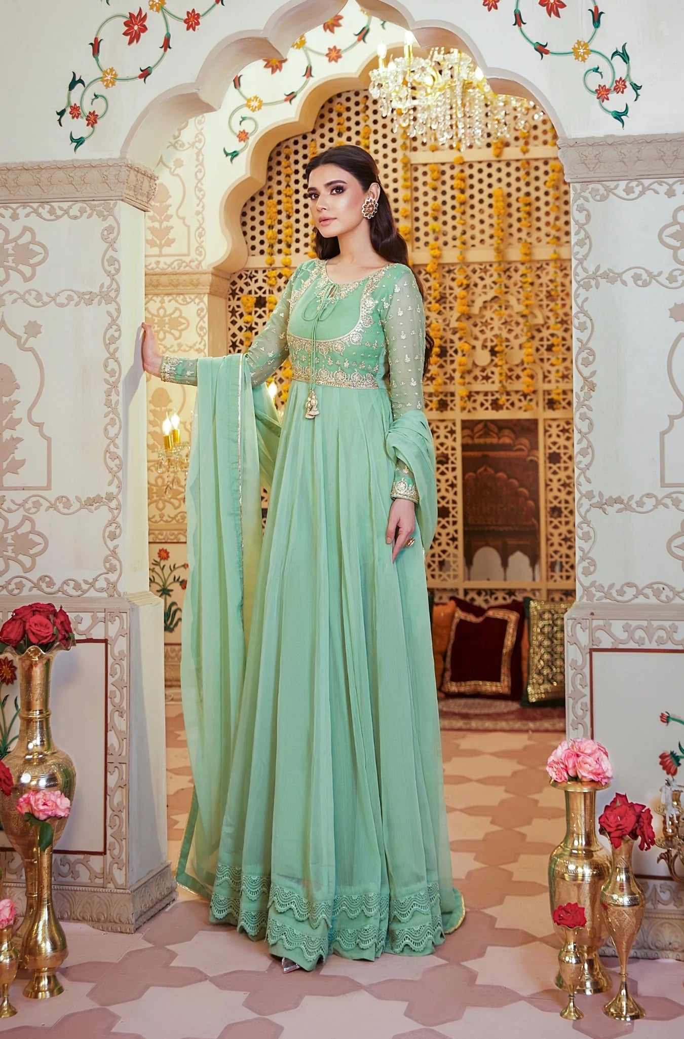 Pistachio Chiffon Dress LF-009