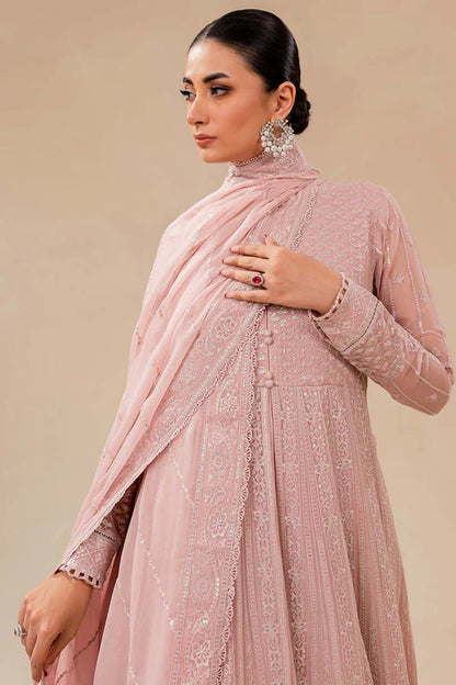 Embroidered Chiffon Pink Dress LF-038