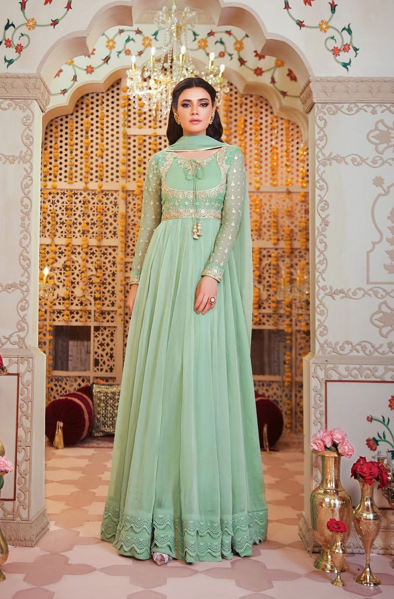 Pistachio Chiffon Dress LF-009