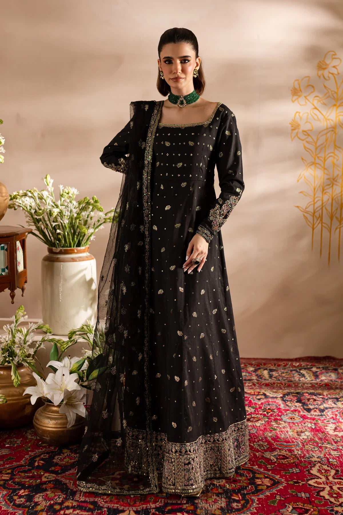 Black formal Pakistani Dress online in USA