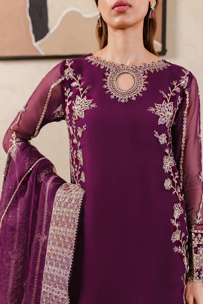 Plum Embroidered Chiffon Dress LF-017