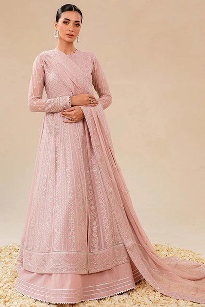 Embroidered Chiffon Pink Dress LF-038