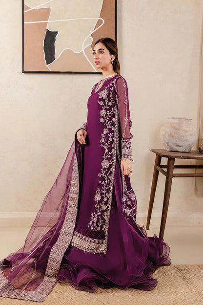 Plum Embroidered Chiffon Dress LF-017