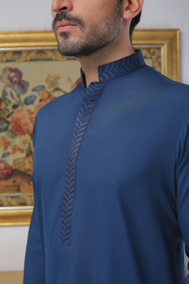 Blue Embroidered Kurta & Pants MK-008