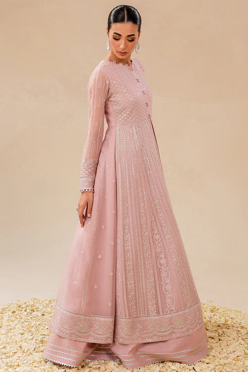 Embroidered Chiffon Pink Dress LF-038