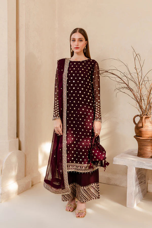 Mulberry Embroidered Dress LF-018