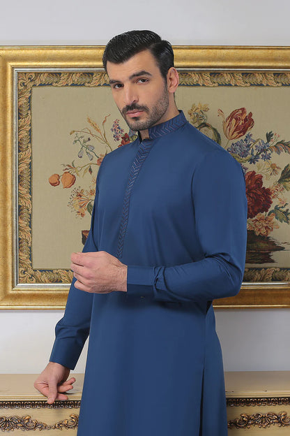 Blue Embroidered Kurta & Pants MK-008