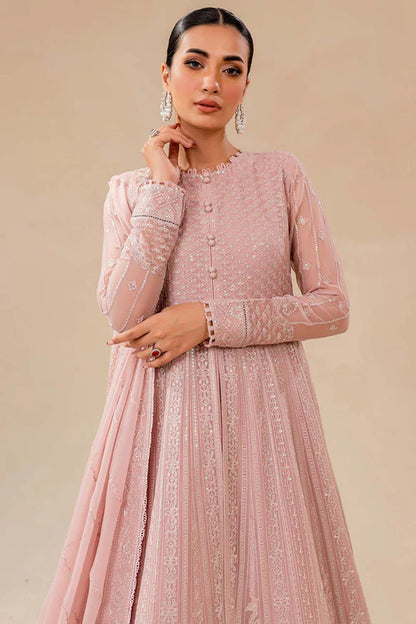 Embroidered Chiffon Pink Dress LF-038