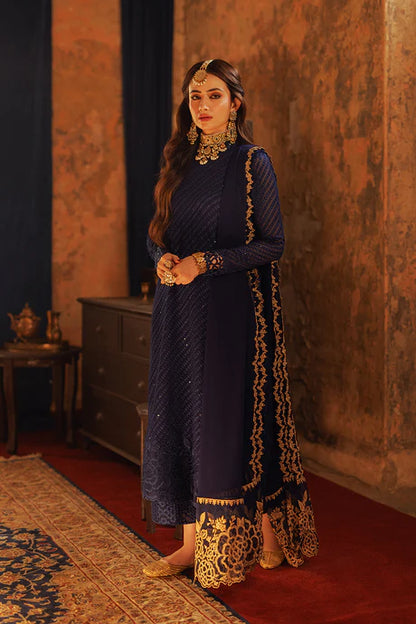 Blue Chiffon Embroidered Dress LF-014