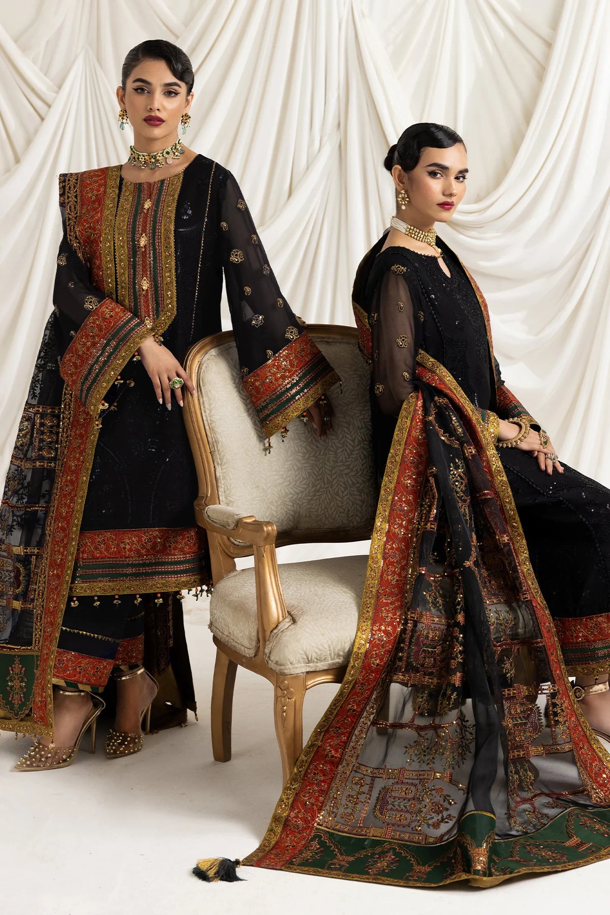 Black Embroidered Formal Dress LF-025