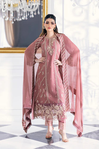 Blush Pink Chiffon Embroidered Dress LF-012