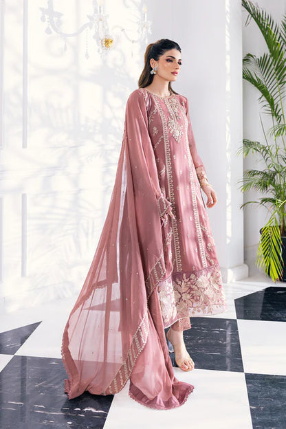 Blush Pink Chiffon Embroidered Dress LF-012