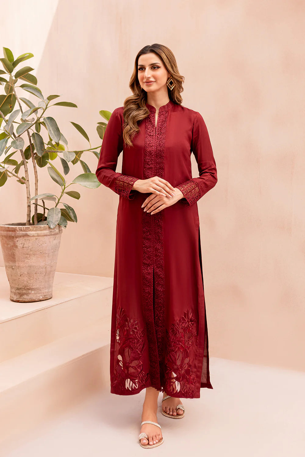 Azure Maroon Pakistani women Dress