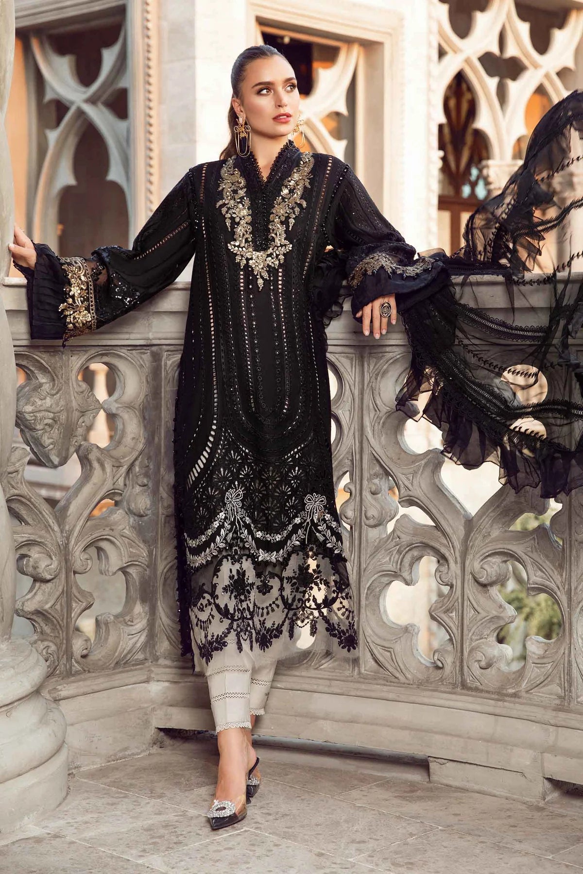 Maria B. Pakistani Lawn Dress Black