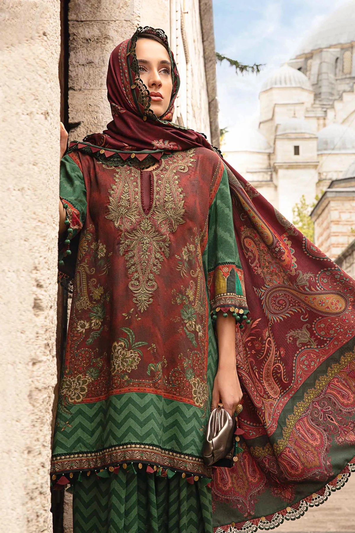 Maria B. Printed Linen Suit- Pakistani Clothes online in USA