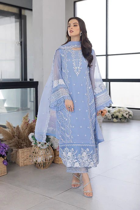 Grey Chiffon 3 PC Embroidered Dress LF-011