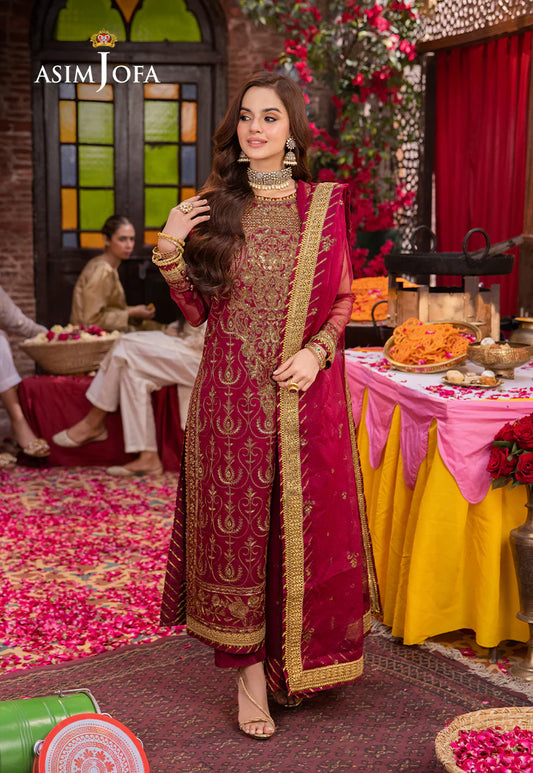 Asim Jofa Maroon Festive Pakistani women salwar suit