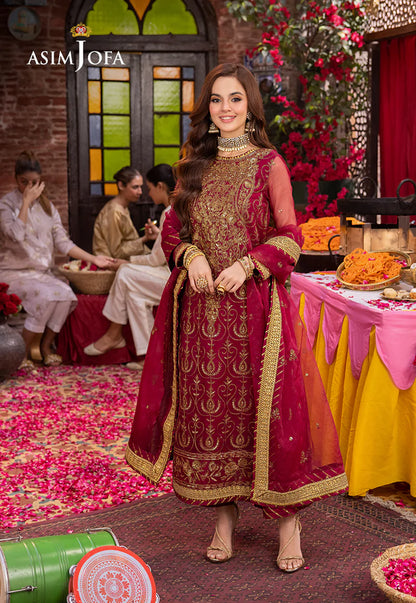 Asim Jofa Maroon Festive Pakistani women salwar suit