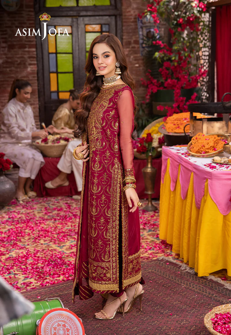 Asim Jofa Maroon Festive Pakistani women salwar suit