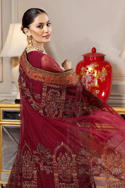 Maroon Embroidered Party wear Formal dress LF-023