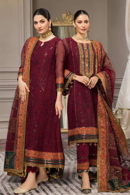 Maroon Embroidered Party wear Formal dress LF-023