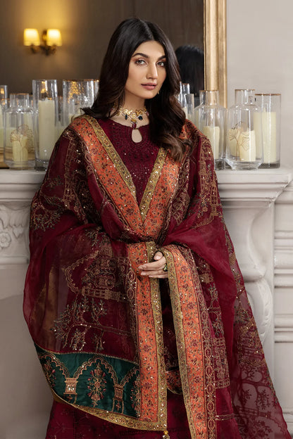 Maroon Embroidered Party wear Formal dress LF-023