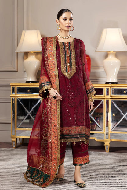 Maroon Embroidered Party wear Formal dress LF-023