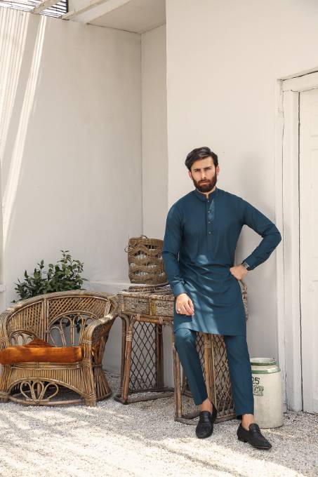 Teal Kurta & Pants MK-004