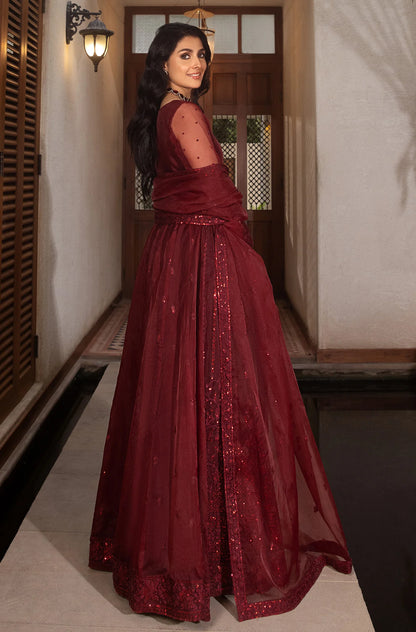 Maroon Organza Formal Dress LF-004